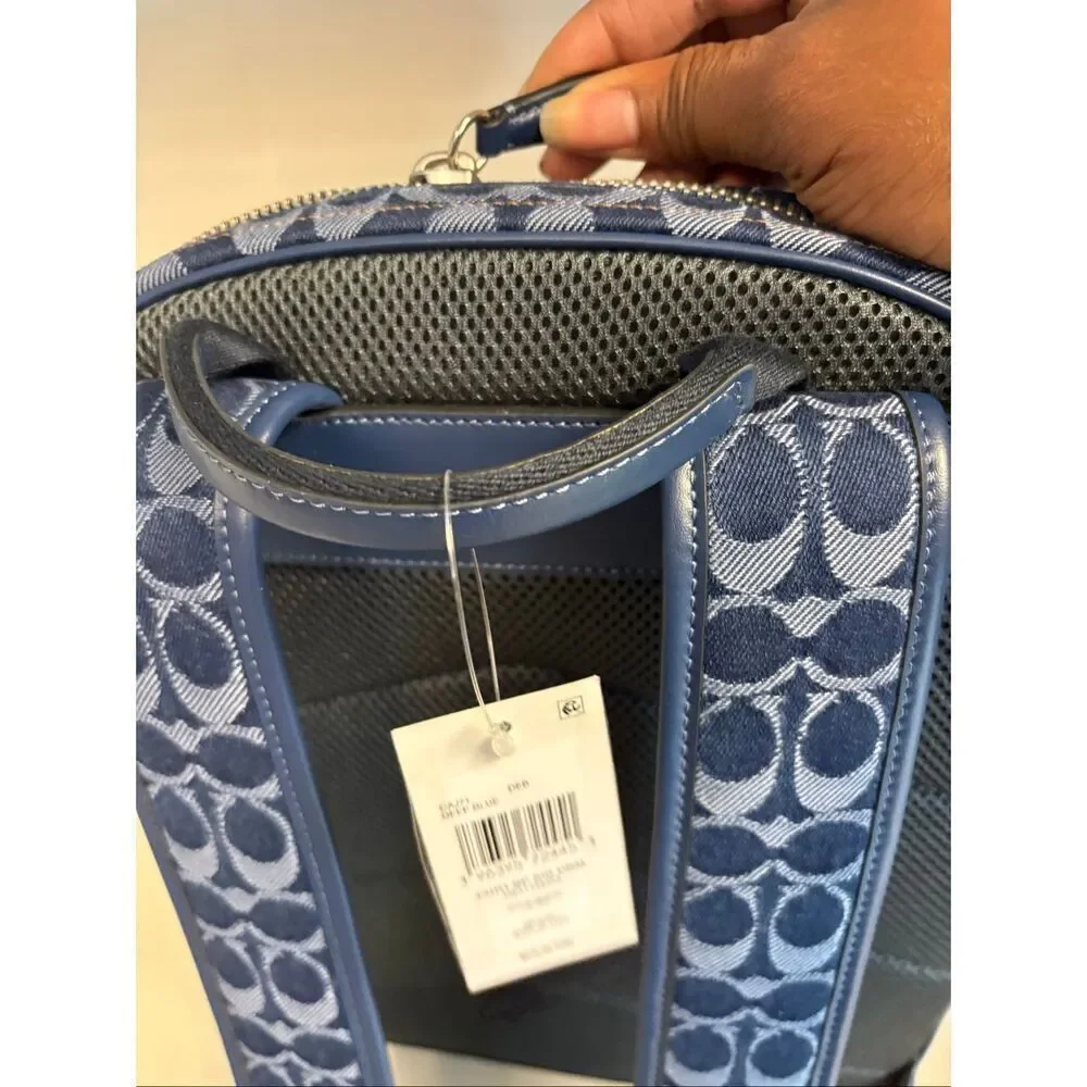 NWT Coach Carter Backpack In Monogrammed Denim